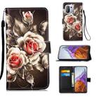 For Xiaomi Mi 11 Pro Colored Drawing Pattern Plain Weave Horizontal Flip Leather Case with Holder & Card Slot & Wallet & Lanyard(Roses On Black) - 1