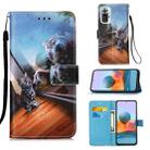 For Xiaomi Redmi Note 10 Pro / Note 10 Pro Max Colored Drawing Pattern Plain Weave Horizontal Flip Leather Case with Holder & Card Slot & Wallet & Lanyard(Cat Looking) - 1