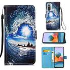 For Xiaomi Redmi Note 10 Pro / Note 10 Pro Max Colored Drawing Pattern Plain Weave Horizontal Flip Leather Case with Holder & Card Slot & Wallet & Lanyard(Waves And Sun) - 1