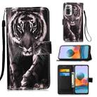 For Xiaomi Redmi Note 10 Pro / Note 10 Pro Max Colored Drawing Pattern Plain Weave Horizontal Flip Leather Case with Holder & Card Slot & Wallet & Lanyard(Black And White Tiger) - 1