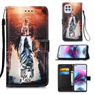 For Motorola Moto G100 / Edge S Colored Drawing Pattern Plain Weave Horizontal Flip Leather Case with Holder & Card Slot & Wallet & Lanyard(Cats And Tigers) - 1