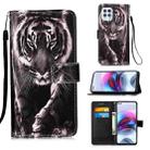 For Motorola Moto G100 / Edge S Colored Drawing Pattern Plain Weave Horizontal Flip Leather Case with Holder & Card Slot & Wallet & Lanyard(Black And White Tiger) - 1