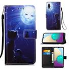 For Samsung Galaxy A02 / M02 (Global) Colored Drawing Pattern Plain Weave Horizontal Flip Leather Case with Holder & Card Slot & Wallet & Lanyard(Cat And Sun) - 1