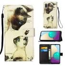 For Samsung Galaxy A02 / M02 (Global) Colored Drawing Pattern Plain Weave Horizontal Flip Leather Case with Holder & Card Slot & Wallet & Lanyard(Cat Looking) - 1