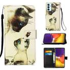 For Samsung Galaxy A82 5G Colored Drawing Pattern Plain Weave Horizontal Flip Leather Case with Holder & Card Slot & Wallet & Lanyard(Cat Looking) - 1