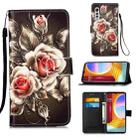 For LG Velvet 2 Pro Colored Drawing Pattern Plain Weave Horizontal Flip Leather Case with Holder & Card Slot & Wallet & Lanyard(Roses On Black) - 1