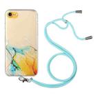 For iPhone SE 2022 / SE 2020 / 8 / 7 Hollow Marble Pattern TPU Shockproof Protective Case with Neck Strap Rope(Yellow) - 1