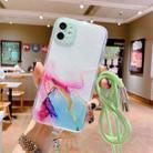 For iPhone SE 2022 / SE 2020 / 8 / 7 Hollow Marble Pattern TPU Shockproof Protective Case with Neck Strap Rope(Green) - 3
