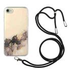 For iPhone SE 2022 / SE 2020 / 8 / 7 Hollow Marble Pattern TPU Shockproof Protective Case with Neck Strap Rope(Black) - 1