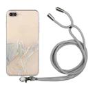Hollow Marble Pattern TPU Shockproof Protective Case with Neck Strap Rope For iPhone 8 Plus / 7 Plus(Grey) - 1