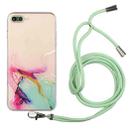 Hollow Marble Pattern TPU Shockproof Protective Case with Neck Strap Rope For iPhone 8 Plus / 7 Plus(Green) - 1