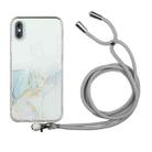 For iPhone X / XS Hollow Marble Pattern TPU Shockproof Protective Case with Neck Strap Rope(Grey) - 1