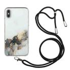 For iPhone X / XS Hollow Marble Pattern TPU Shockproof Protective Case with Neck Strap Rope(Black) - 1