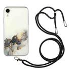 For iPhone XR Hollow Marble Pattern TPU Shockproof Protective Case with Neck Strap Rope(Black) - 1
