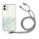 For iPhone 11 Hollow Marble Pattern TPU Shockproof Protective Case with Neck Strap Rope (Grey) - 1