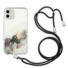 For iPhone 11 Hollow Marble Pattern TPU Shockproof Protective Case with Neck Strap Rope (Black) - 1
