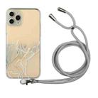 For iPhone 11 Pro Max Hollow Marble Pattern TPU Shockproof Protective Case with Neck Strap Rope (Grey) - 1