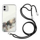 For iPhone 12 mini Hollow Marble Pattern TPU Shockproof Protective Case with Neck Strap Rope (Black) - 1