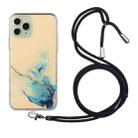 For iPhone 12 Pro Hollow Marble Pattern TPU Shockproof Protective Case with Neck Strap Rope(Blue) - 1