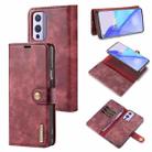 For OnePlus 9 DG.MING Crazy Horse Texture Flip Detachable Magnetic Leather Case with Holder & Card Slots & Wallet(Red) - 1