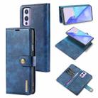 For OnePlus 9 DG.MING Crazy Horse Texture Flip Detachable Magnetic Leather Case with Holder & Card Slots & Wallet(Blue) - 1