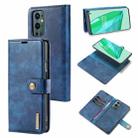 For OnePlus 9 Pro DG.MING Crazy Horse Texture Flip Detachable Magnetic Leather Case with Holder & Card Slots & Wallet(Blue) - 1