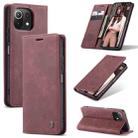 For Xiaomi Mi 11 Lite CaseMe 013 Multifunctional Horizontal Flip Leather Case, with Card Slot & Holder & Wallet(Wine Red) - 1