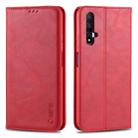 For Huawei Honor 20 AZNS Retro Texture Magnetic Horizontal Flip PU Leather Case with Holder & Card Slots & Photo Frame(Red) - 1