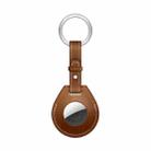 Shockproof Anti-scratch Leather Protective Case Cover with Hang Loop For AirTag, Style:Keychain(Brown) - 1