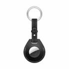 Shockproof Anti-scratch Leather Protective Case Cover with Hang Loop For AirTag, Style:Keychain(Black) - 1