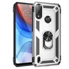 For Motorola Moto E7 Power (2021) Shockproof TPU + PC Protective Case with 360 Degree Rotating Holder(Silver) - 1