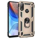 For Motorola Moto E7 Power (2021) Shockproof TPU + PC Protective Case with 360 Degree Rotating Holder(Gold) - 1