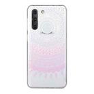 For Samsung Galaxy S21 FE Coloured Drawing Pattern Transparent TPU Protective Case(Pink Flower) - 1