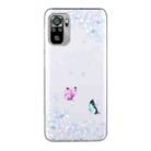 For Xiaomi Redmi Note 10 4G Coloured Drawing Pattern Transparent TPU Protective Case(Flower Butterfly) - 1