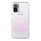 For Xiaomi Redmi Note 10 4G Coloured Drawing Pattern Transparent TPU Protective Case(Pink Flower) - 1