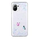 For Xiaomi Mi 11 Lite Coloured Drawing Pattern Transparent TPU Protective Case(Flower Butterfly) - 1