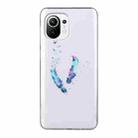 For Xiaomi Mi 11 Lite Coloured Drawing Pattern Transparent TPU Protective Case(Feather) - 1