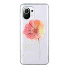 For Xiaomi Mi 11 Lite Coloured Drawing Pattern Transparent TPU Protective Case(Flower) - 1