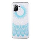 For Xiaomi Mi 11 Lite Coloured Drawing Pattern Transparent TPU Protective Case(Blue Flower) - 1