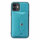 For iPhone 11 ViLi T Series TPU + PU Woven Fabric Magnetic Protective Case with Wallet (Blue) - 1