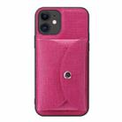 For iPhone 11 ViLi T Series TPU + PU Woven Fabric Magnetic Protective Case with Wallet (Rose Red) - 1