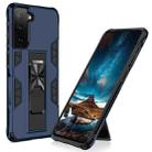 For Samsung Galaxy S21 FE Soldier Armor Shockproof TPU + PC Magnetic Protective Case with Holder(Blue) - 1