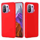 For Xiaomi Mi 11 Pro Solid Color Liquid Silicone Dropproof Full Coverage Protective Case(Red) - 1