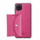 For Samsung Galaxy A12 ViLi T Series TPU + PU Woven Fabric Magnetic Protective Case with Wallet(Rose Red) - 1