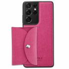 For Samsung Galaxy S21 Ultra 5G ViLi T Series TPU + PU Woven Fabric Magnetic Protective Case with Wallet(Rose Red) - 1