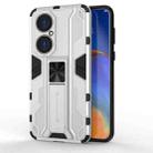 For Huawei P50 Supersonic PC + TPU Shock-proof Protective Case with Holder(Silver) - 1