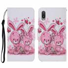 For Samsung Galaxy A02 Coloured Drawing Pattern Horizontal Flip PU Leather Case with Holder & Card Slots & Wallet & Lanyard(Cute Rabbit) - 1