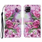 For Samsung Galaxy A22 4G Coloured Drawing Pattern Horizontal Flip PU Leather Case with Holder & Card Slots & Wallet & Lanyard(Rose Butterfly) - 1
