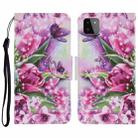 For Samsung Galaxy A22 5G Coloured Drawing Pattern Horizontal Flip PU Leather Case with Holder & Card Slots & Wallet & Lanyard(Rose Butterfly) - 1