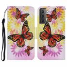 For Samsung Galaxy S21 FE Coloured Drawing Pattern Horizontal Flip PU Leather Case with Holder & Card Slots & Wallet & Lanyard(Chrysanthemum Butterfly) - 1